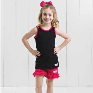 Ruffle Girl Black Tank & Pink Ruffle Short Set